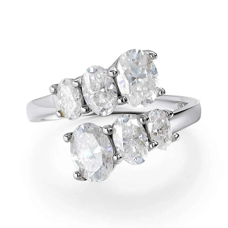 3.6CTTW Certified Full Moissanite Wedding Rings for Women Sparkling Bride Lab Diamond Band Pure 925 Silver Plated 18K