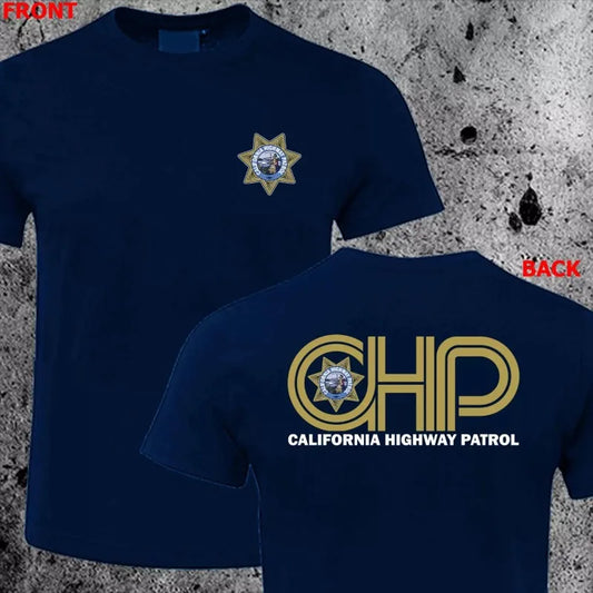Trend 25 Men's Oversized T-Shirt California Highway Patrol CHP Logo Print Short-Sleeved Summer Casual Clothing