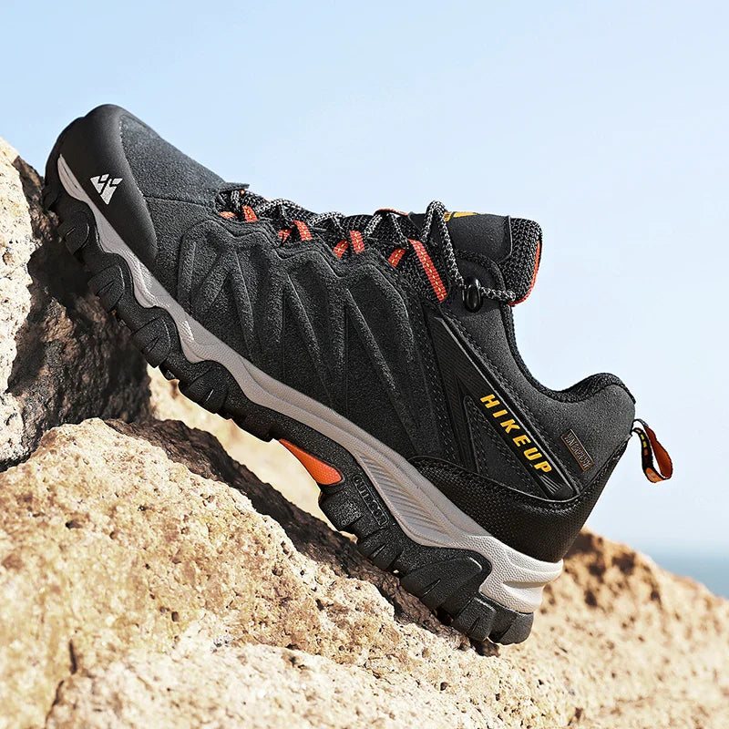 High Quality Leather Hiking Shoes Durable Outdoor Sport Men Trekking Leather Shoes Lace-Up Climbing Hunting Sneakers
