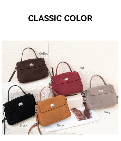2026 NEW Autumn winter women's Natural Suede leather Crossbody Bag luxury designer Genuine Leather commuting messenger bag