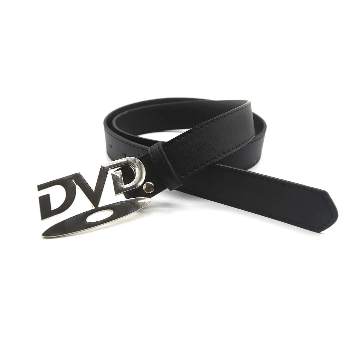 Unisex Nostalgic Design DVD Buckle Belt Men Women Decoration Paired with Jeans Belt Versatile White Black Design Sense Belt