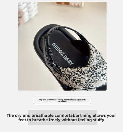 2026 Girls' Sandals Summer New Korean Version Little Girls All Design Sense Cross Strap Beach Sandals Comfort Daily Kids Sandals