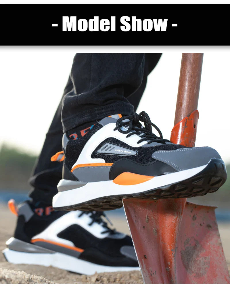 Security Protection Shoes Men Steel Toe Safety Boots Anti-smash Anti-Puncture Work Boots Safety Shoes Man lightweight breathable