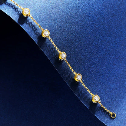 4MM 2.4cttw Black Moissanite Bracelet For Women GRA Certified S925 Silver Round Bubbles Diamond Bezel Tennis Chain Jewelry