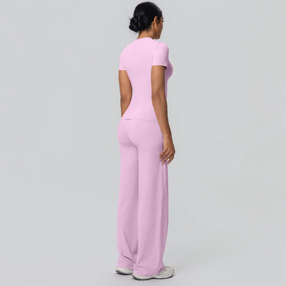 Fitness Sports Workout Yoga Set for Women Naked Feel Slim Casual Workout Top T-Shirt Quick Drying Push Up Running Pants Yoga Set