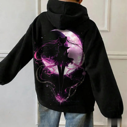 Sailor Moon Anime Women Men Hoodie Oversized Casual Streetwear Kawaii Print Pullover Sweatshirt Spring Autumn Trendy Y2k Unisex