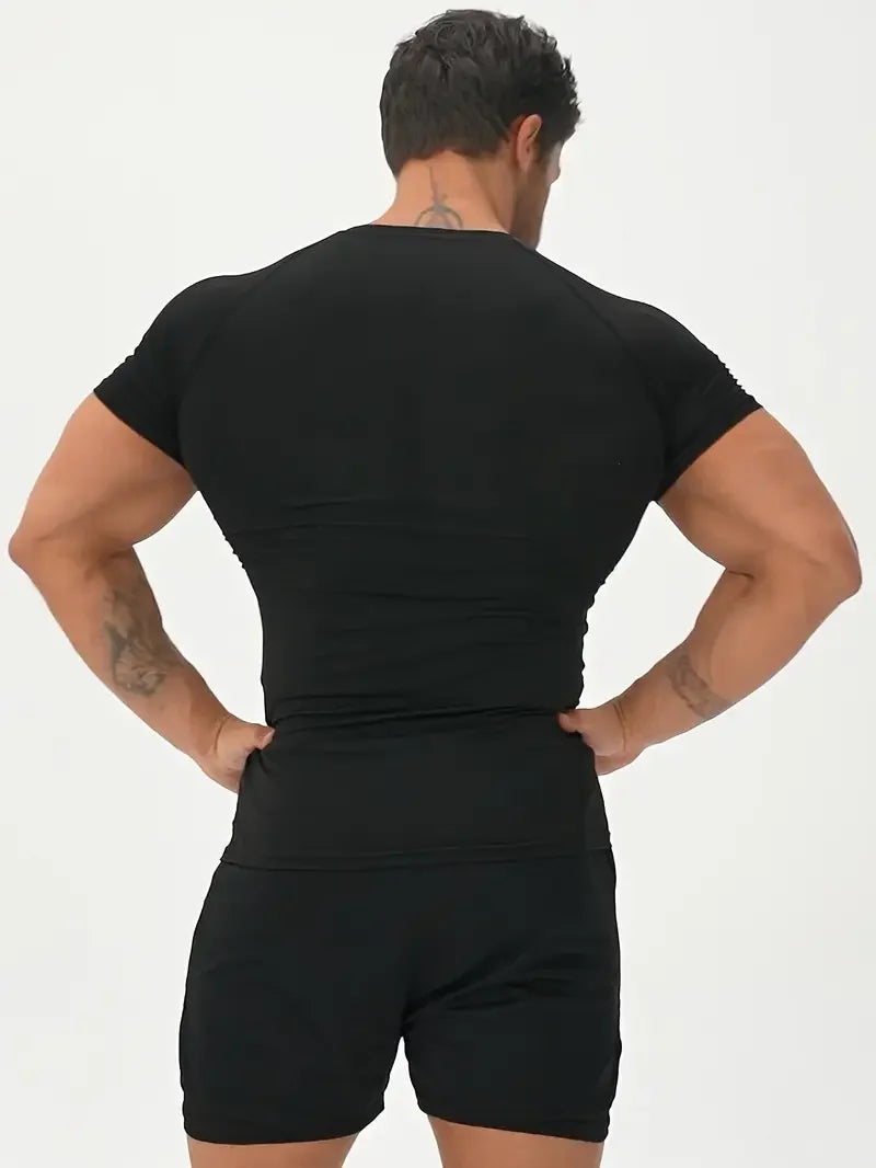 Men's Compression Shirts Fitness Snake Print Gym Shirts Quick Dry Rashguard Short Sleeve Sportswear Jogging Tops Tees Summer