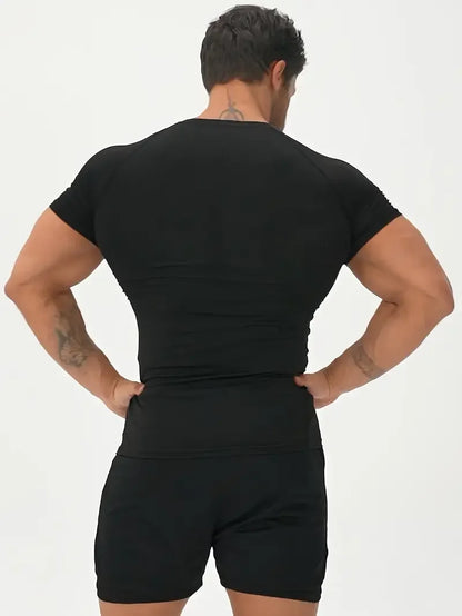 Men's Compression Shirts Fitness Snake Print Gym Shirts Quick Dry Rashguard Short Sleeve Sportswear Jogging Tops Tees Summer