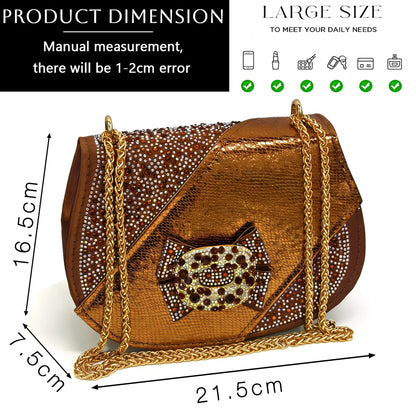Elegant Women's Rhinestone Peep Toe High Heels Sandals - Italian Design with Matching Bags in Brown Color