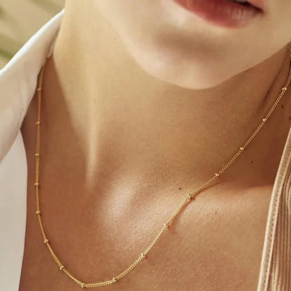 Stainless Steel Chain Necklace for Women Gold Color Thin Choker Bead Chain Necklace Jewelry Wholesale Dropshipping