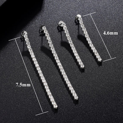 2.5mm 3mm D Color Moissanite Long Tassel Drop Earrings Women Ear Fine Jewelry All Lab Diamond S925 Silver Stud Earring Gift