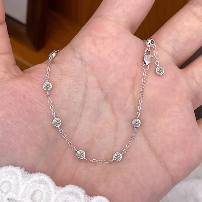 Full 0.1CT 3mm D Color Moissanite Diamond Link Bracelet for Woman 925 Silver Plated 18k Adjustable 15-20cm Chain Bracelets