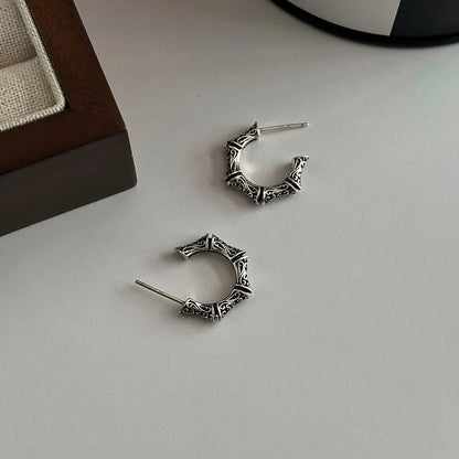 New 925 Sterling Silver Hoop Earrings Pearl Droplet Irregular Vintage Punk For Women Girl Gift Jewelry Dropshipping Wholesale