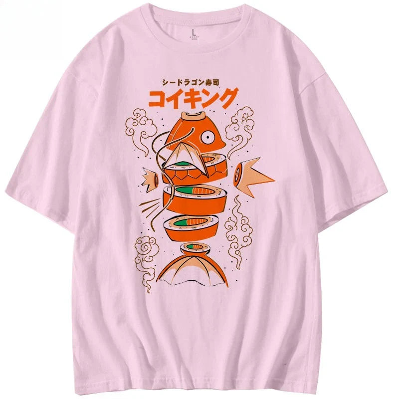 King Carp Magikarp Sushi Sashimi Short Sleeve T-Shirt Loose Men's and Women's Summer Trend Top Clothing