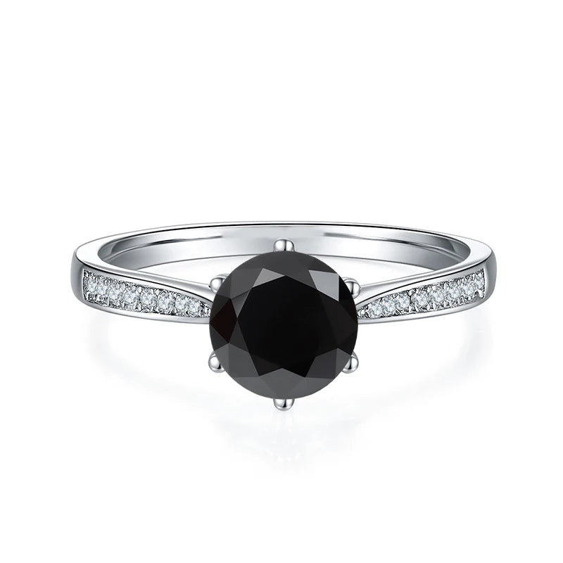 1ct 6.5mm Red Blue Pink Yellow Green Purple Black Moissanite Ring Sterling 925 Silver Wedding Party Band for Women Gifts