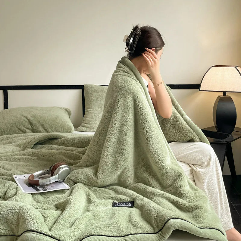 2025 Shumian velvet thickened warm blanket coral velvet blanket, milk velvet long velvet light luxury blanket blanket
