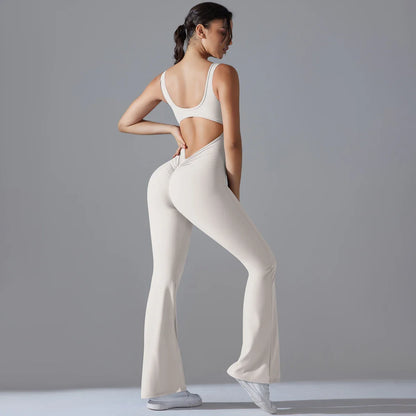 Sexy Back V Jumpsuit Gym Set Women Training Yoga Suit Sportswear Women Sports Jumpsuit Fitness Rompers Stretch Workout Bodysuits