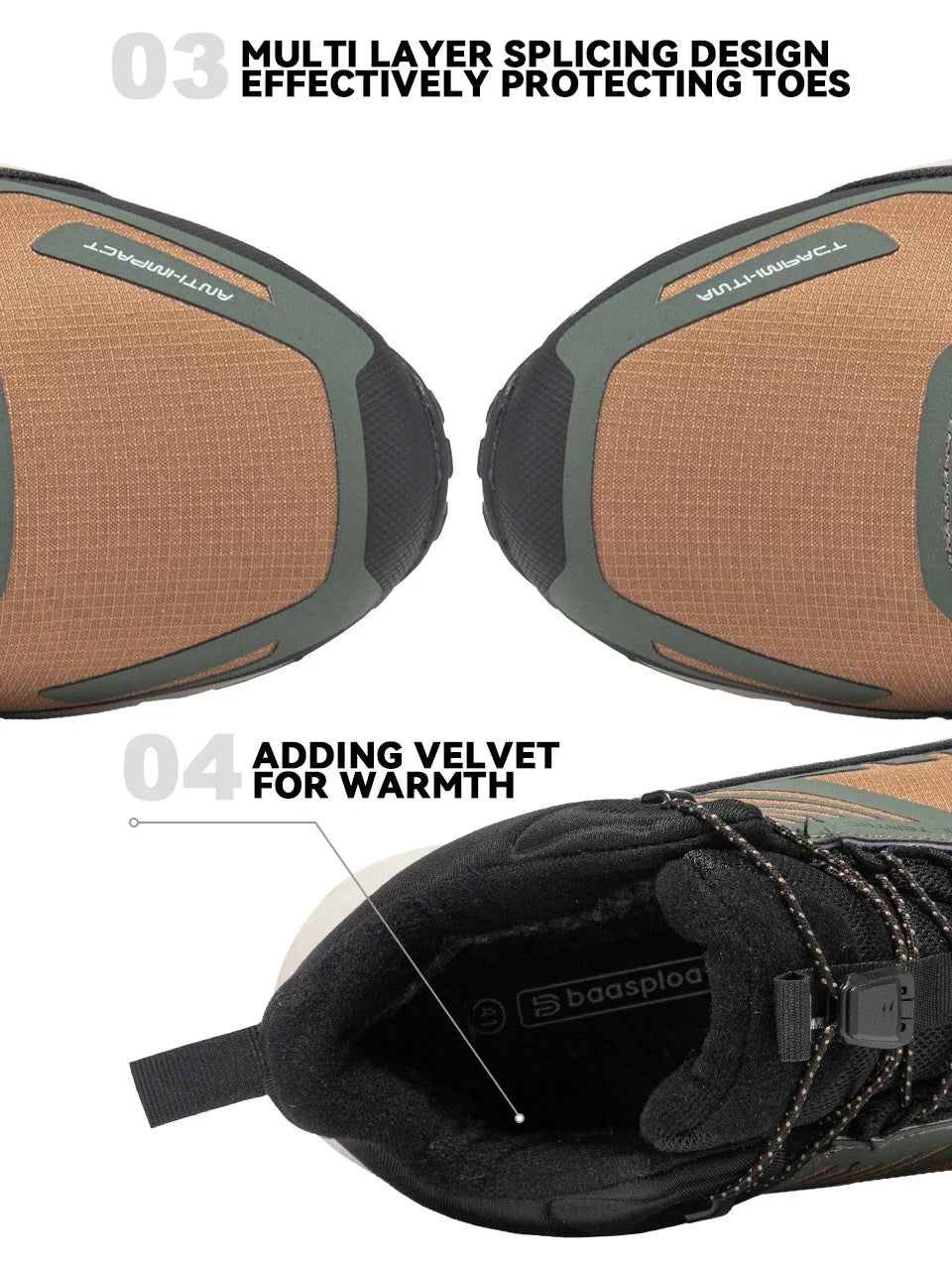 Men Hiking Shoes Outdoor Waterproof Resistant Sneakers Male Winter Comfort Plush Warm Casual Walking Shoes Non-Slip
