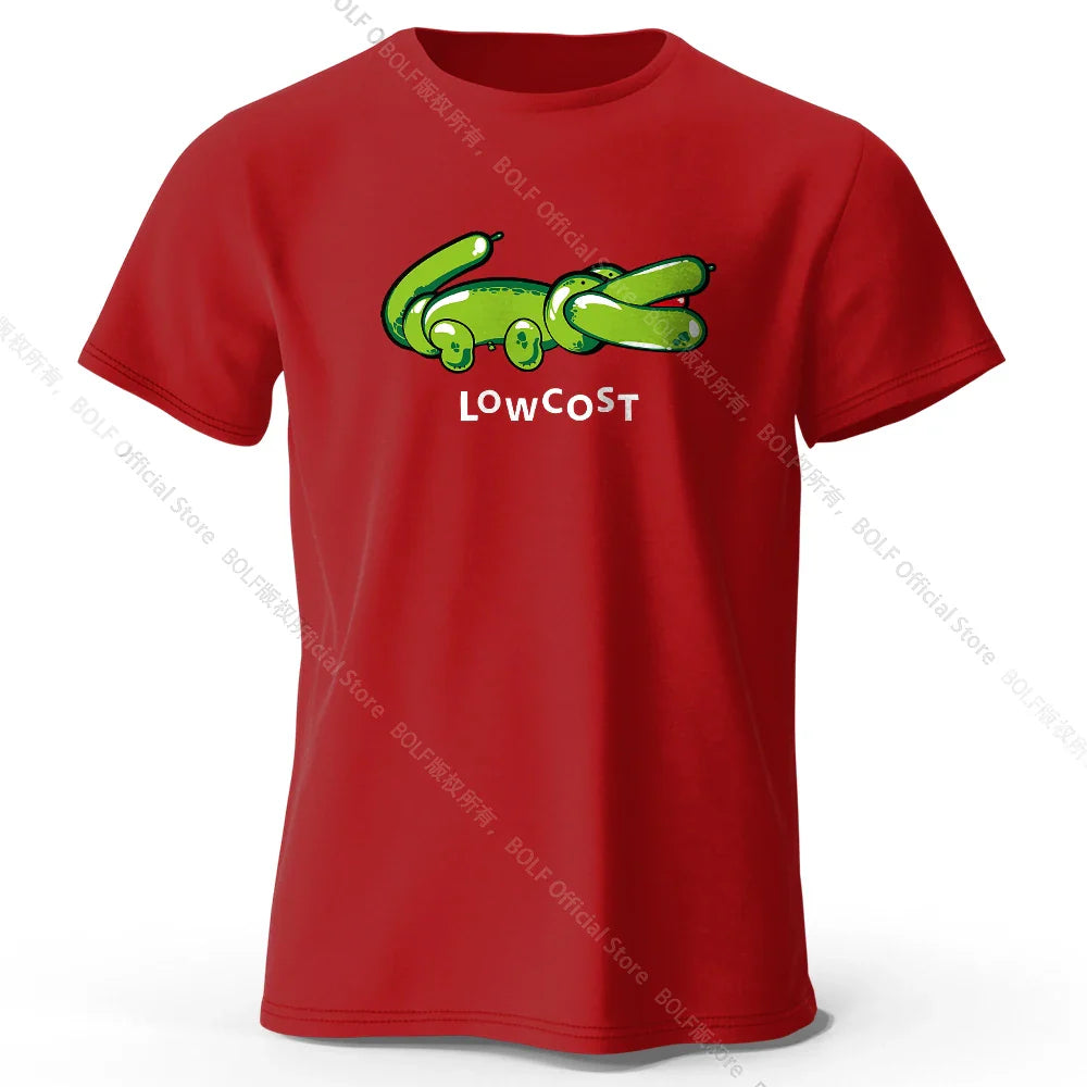 Men's Joke The Lowcost Printed T-Shirt 100% Cotton Oversized Funny Graphic Tees for Women Summer Tops Casual Streetwear