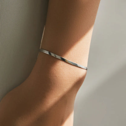925 Sterling Silver Simple Trendy Snake Stackable Trendy Chain Bracelet For Women Party Fine Jewelry Accessories