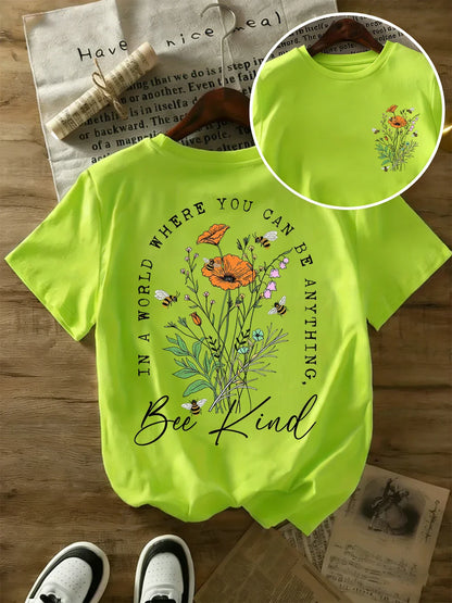 Summer Beautiful Flowers Prints T-Shirts Womens Cotton Oversized T Shirts Basic O-Neck Short Sleeve Tops Casual Woman Clothes