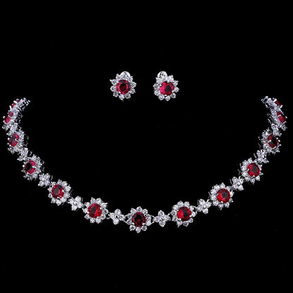 Classic Hot Sale 5 Colors Options High Quality Round Zirconia Jewelry Sets for Elegant Women Wedding Dress Accessories