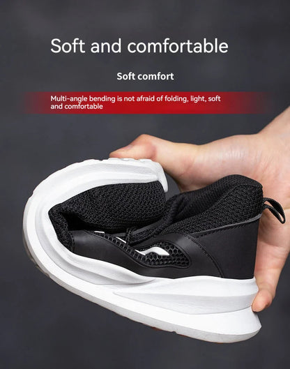 Safety Shoes for Men Steel Toe Safety Sneaker Anti-Smashing Black Work Boots Comfortable Wear-resisting Boots for Work as Hiking