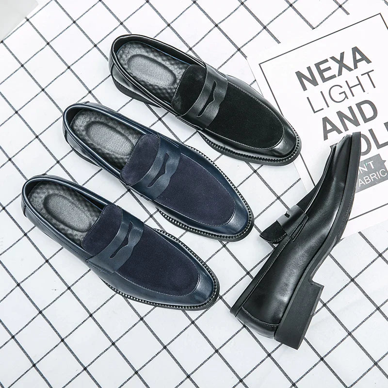 Mens Leather Designer Brand Casual Classic for Men Smile Breathable Office Loafers Formal Business Footwear Dress Shoes Flats 48