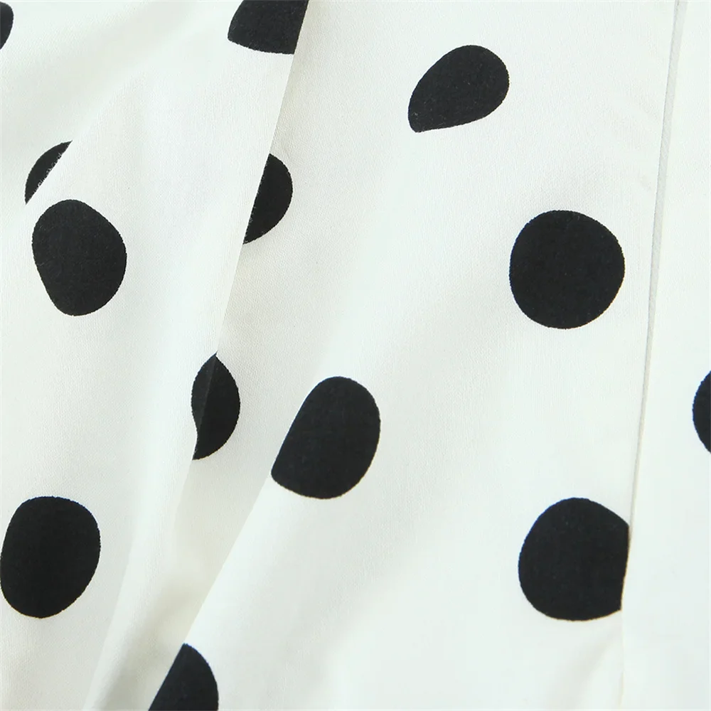 2026 new women's clothing sweet and fashionable hanging neck collar off shoulder polka dot balloon version vest top