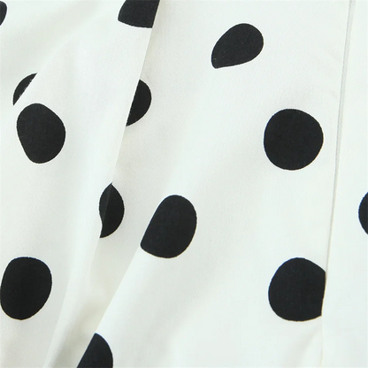 2026 new women's clothing sweet and fashionable hanging neck collar off shoulder polka dot balloon version vest top