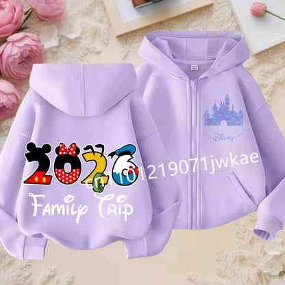 Boys and Girls Clothing Castle Pattern Kids Hoodie Jacket for Children 2026 Fashion Minnie Mickey Castle Zipper Hoodie Closure