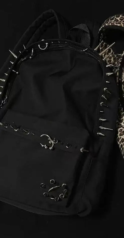 punk rivet leopard print backpack men's bag large capacity fashion Backpacks for women