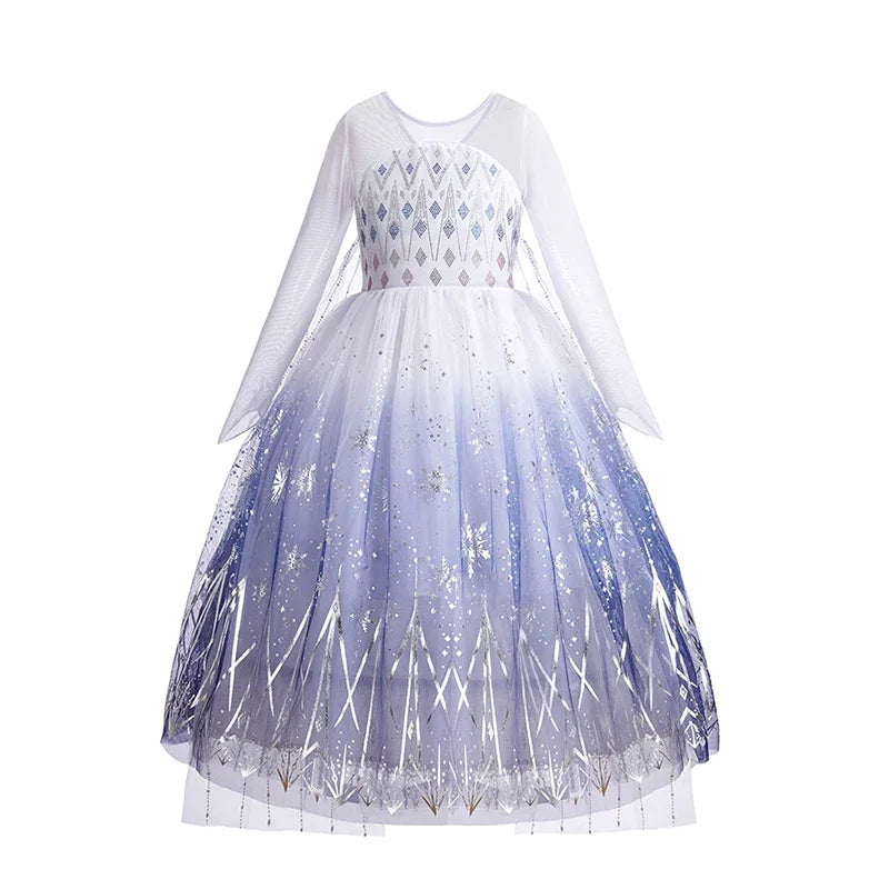 Frozen Snow Queen Elsa Anna Girls Cosplay Mesh Princess Dress Kids Halloween Carnival Party Birthday Frock Ball Vestidos
