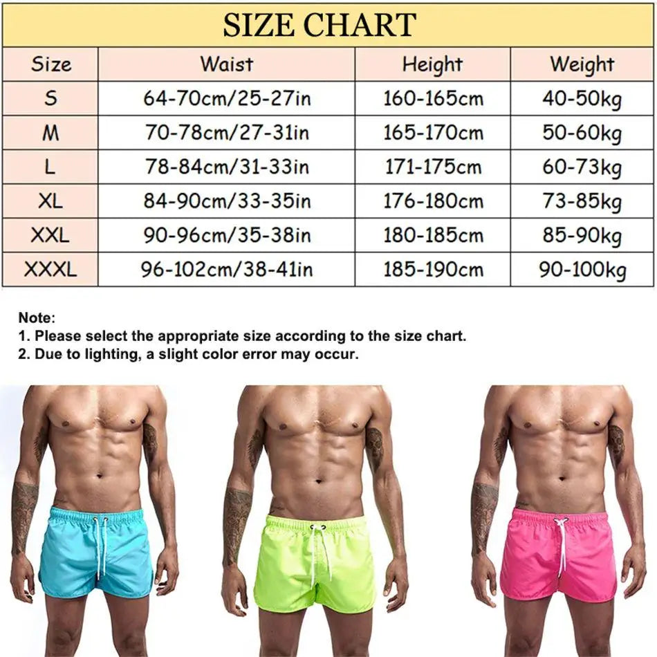 Quick Dry Men's Beach Shorts Summer Swimwear Boardshorts Male Casual Surfing Trunks Elastic Waist Beachwear