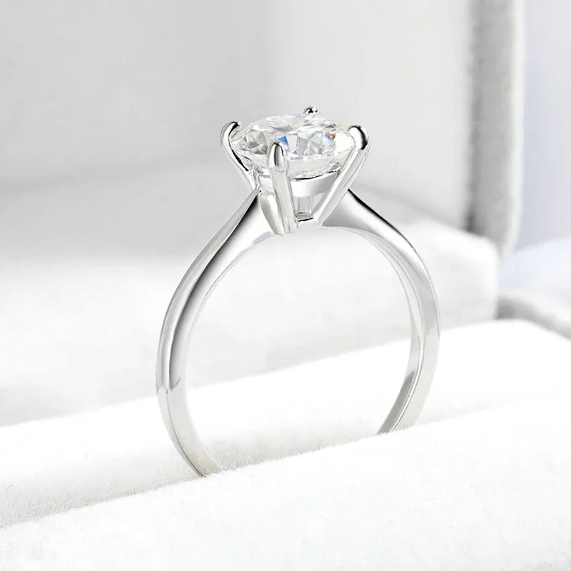 White Gold 2ct 100% Moissanite Engagement Ring for Women S925 Sterling Silver Lab Diamond Promise Wedding Band Jewelry
