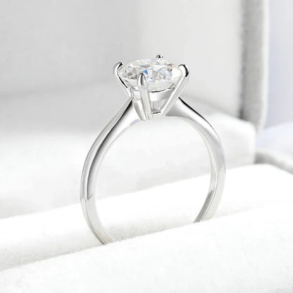 White Gold 2ct 100% Moissanite Engagement Ring for Women S925 Sterling Silver Lab Diamond Promise Wedding Band Jewelry