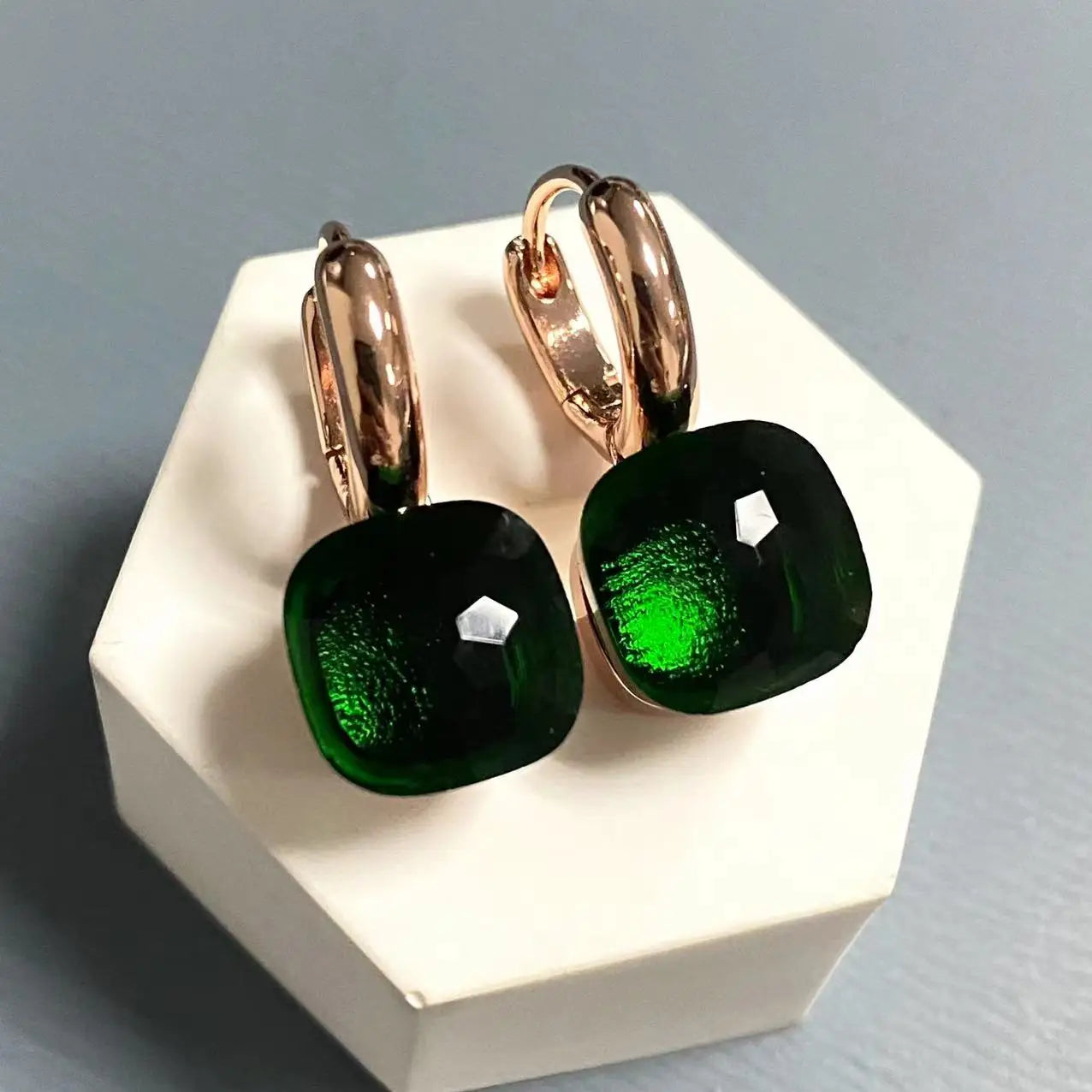 10.6mm Classic Nudo Earrings For Women High Quality Crystal Earrings Square Blue Topaz Earrings Fashion Jewelry Gift