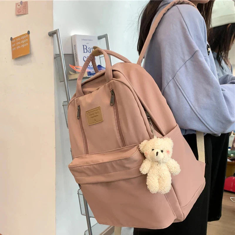 Solid Color Women Backpack High Quality Youth Waterproof Backpacks for Teenage Girls Female School Shoulder Bag Bagpack