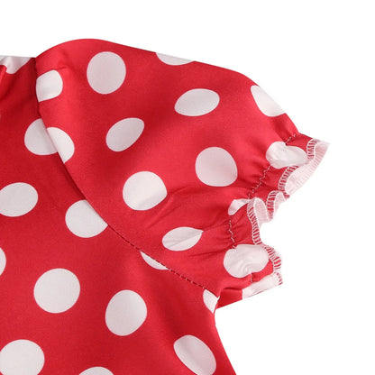 New Fashion Kids Dress For Girls Polka Dot Short-sleeved Children Dress With Baby Collar Daily Girls Casual Costume