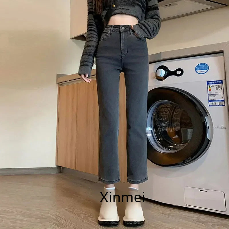 High-waist Straight-leg Jeans For Women