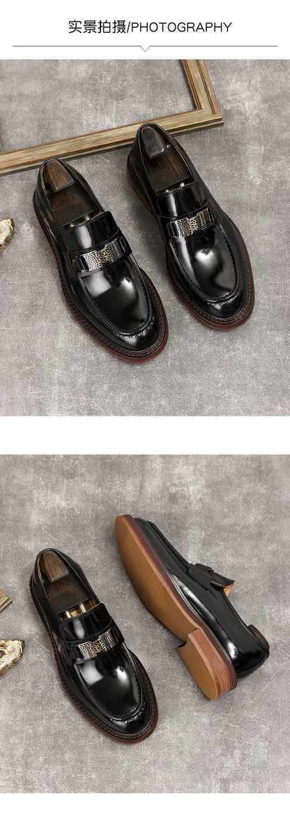 Leather Men Formal Shoes Luxury Brand 2025 Men's Loafers Dress Moccasins Breathable Slip on Brown Driving Shoes Plus Size 37-45