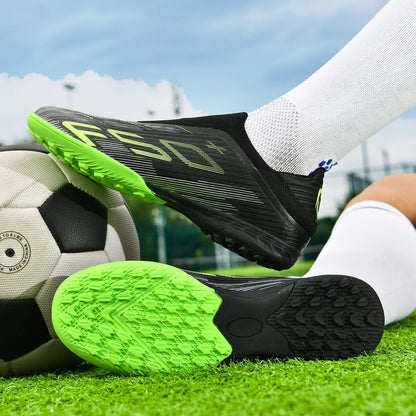 Without-lace F50+ Mens Soccer Shoes Boys Training Non-Slip Turf Soccer Cleats TF/FG Football Sneakers Chuteira Campo 35-45