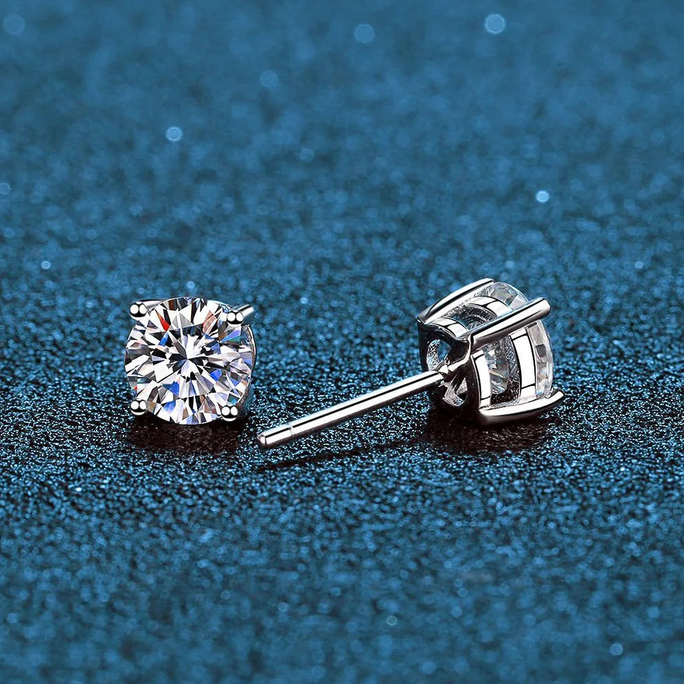 Real 0.2-3CT D Color Moissanite Stud Earrings For Women Party 4 Prong S925 Silver 0.1CT 3mm Pass Diamond Test Earring Gift