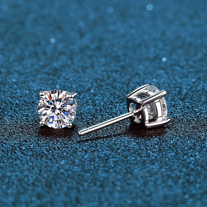 Real 0.2-3CT D Color Moissanite Stud Earrings For Women Party 4 Prong S925 Silver 0.1CT 3mm Pass Diamond Test Earring Gift