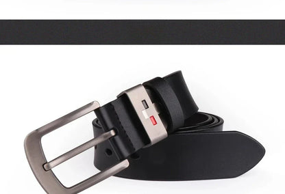 Men's Genuine Leather Alloy Pin Square Buckle Belts High Quality Vintage Style Male Waist Straps Classic Men Jeans Waistband