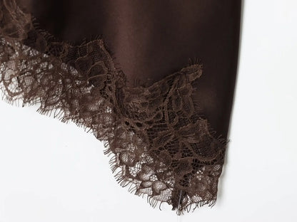 Women Fashion Lace Stitching Camisole Asymmetric Hem Sexy Backless Tank Top Summer Trend Lady Club Party Evening Chic Tops