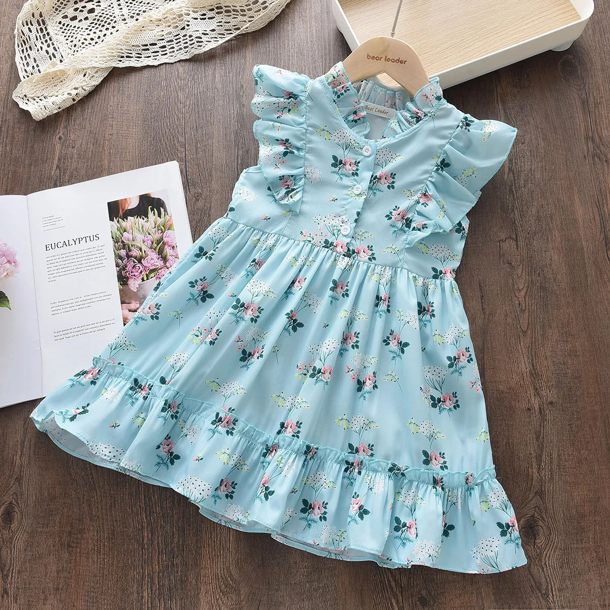 Girls Casual Dresses 2022 New Summer Kids Baby Flowers Print Costumes Floral Party Birthday Princess Vestidos 2-6Y