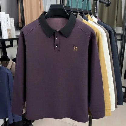 High quality luxury long sleeve polo shirt  men's spring autumn new trend brand cute dog embroidery Korean casual lapel T-shirt