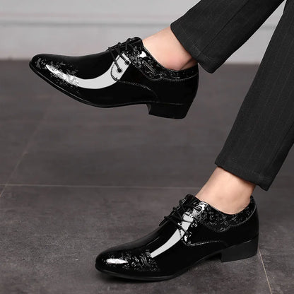 Black Patent Leather Dress Shoes Man Oxfords Shoes Pointed Toe Casual Office Shoes For Men Formal Shoes sapato social masculino
