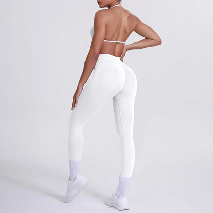 Women 2pcs Patchwork Sport Yoga Suit Training Sleeveless Sport Gym Tops Tummy Control Slimming Booty Leggings Yoga Suit Sports